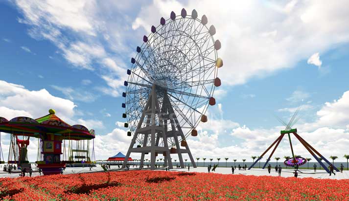 Fairground ferris wheel amusement ride 